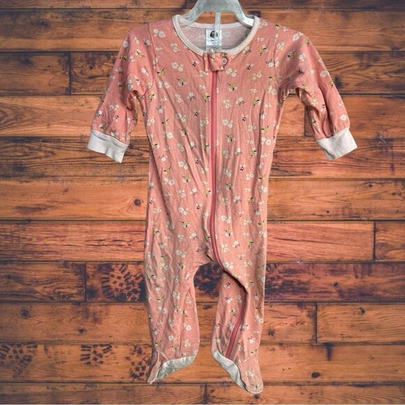 5 for $25🔥Gerber Pink Zip Front Floral Footie Pajama Jumpsuit Size 6-9 Months - Picture 1 of 5